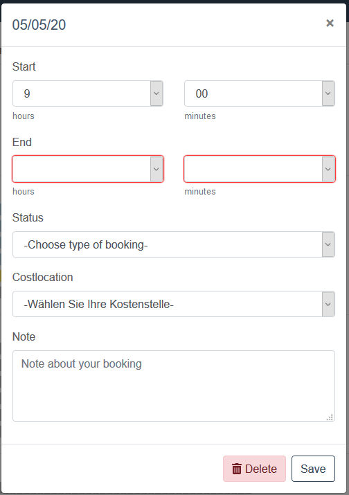 10 booking form